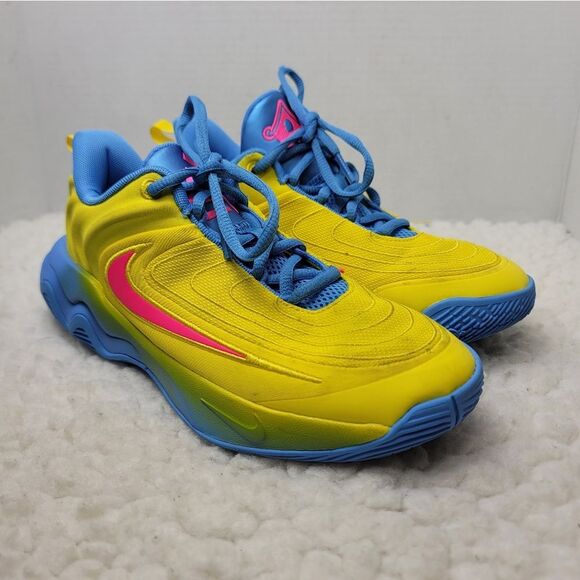 Nike Giannis Immortality 4 Mens Sneaker Size 5 Yellow Blue Basketball Shoes - Picture 1 of 11